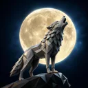 Logo de Wolf System AI: lobo aullando a la luna